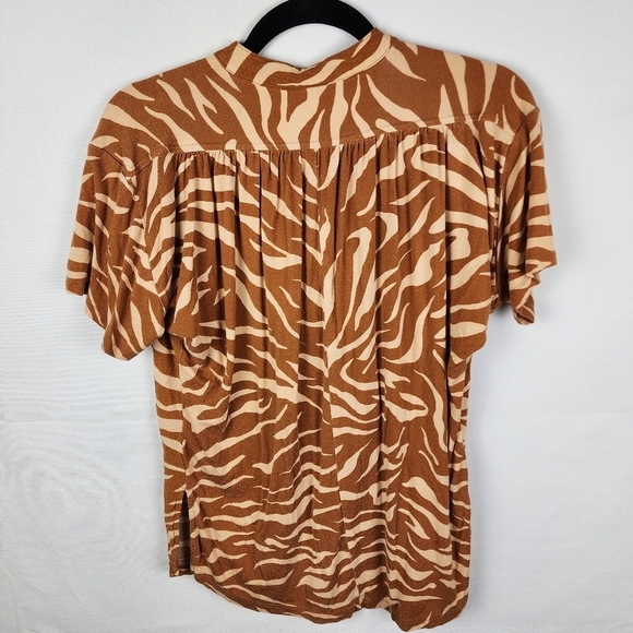 Anthropologie Maeve Windham Zebra Stripe Tunic in Cedar Size XSmall Short Sleeve - Picture 2 of 6